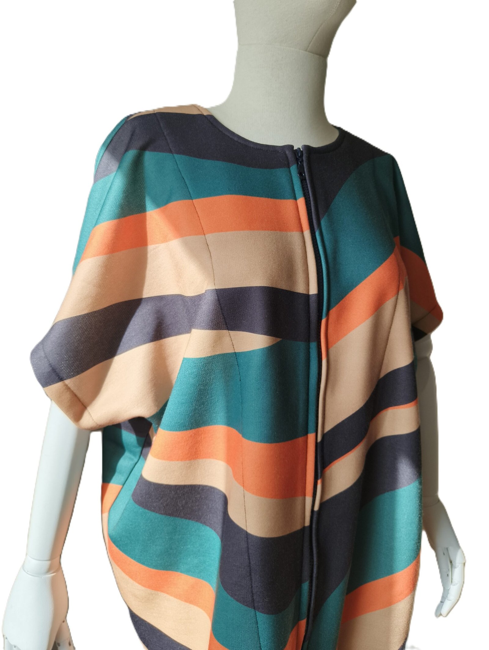 Geometrik Desenli Yazlık Kısa Kollu Fermuarlı Tunik - Görsel 6