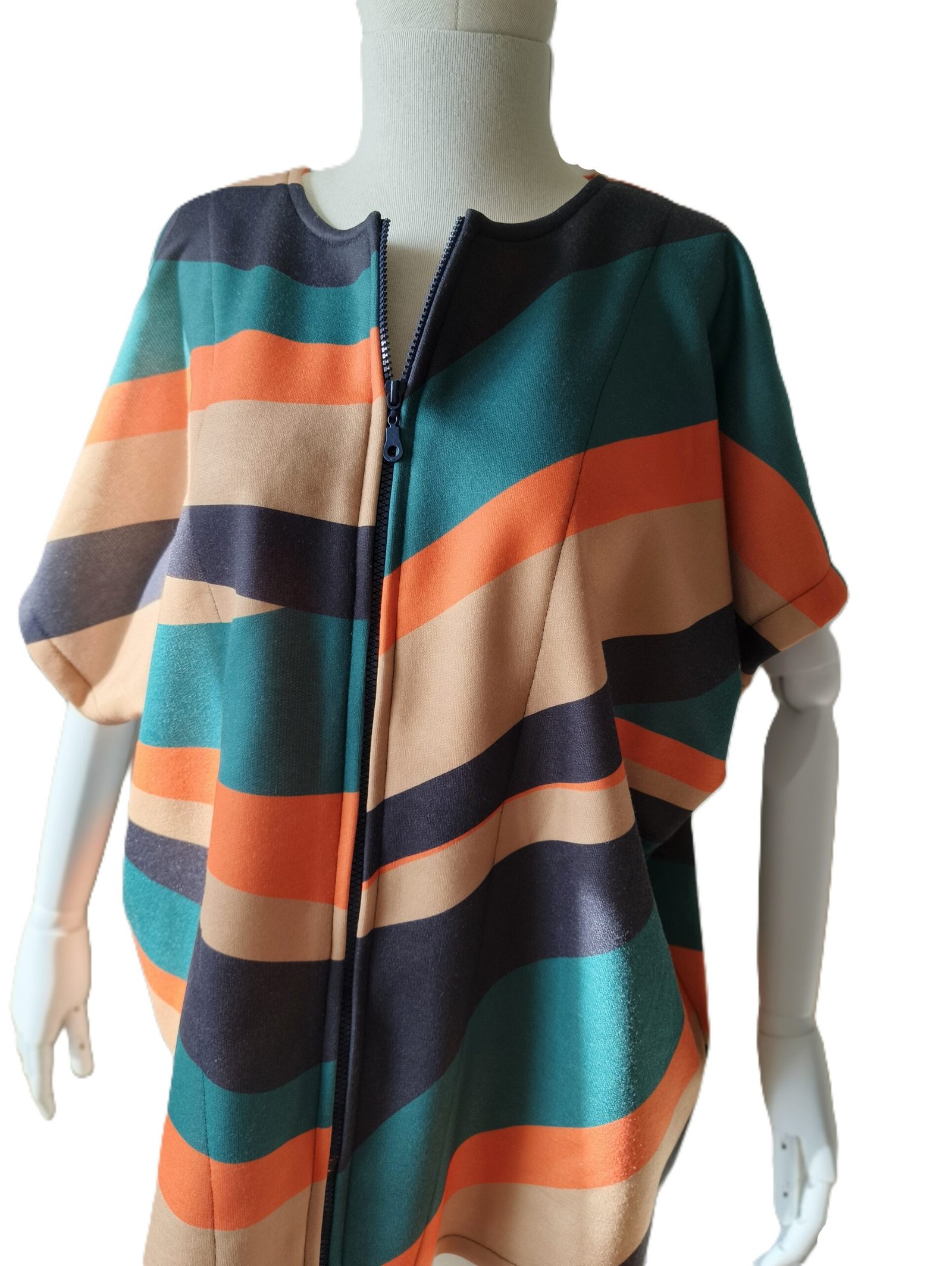 Geometrik Desenli Yazlık Kısa Kollu Fermuarlı Tunik - Görsel 5