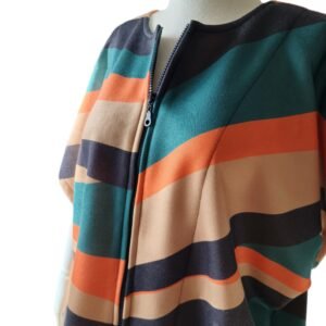 Geometrik Desenli Yazlık Kısa Kollu Fermuarlı Tunik