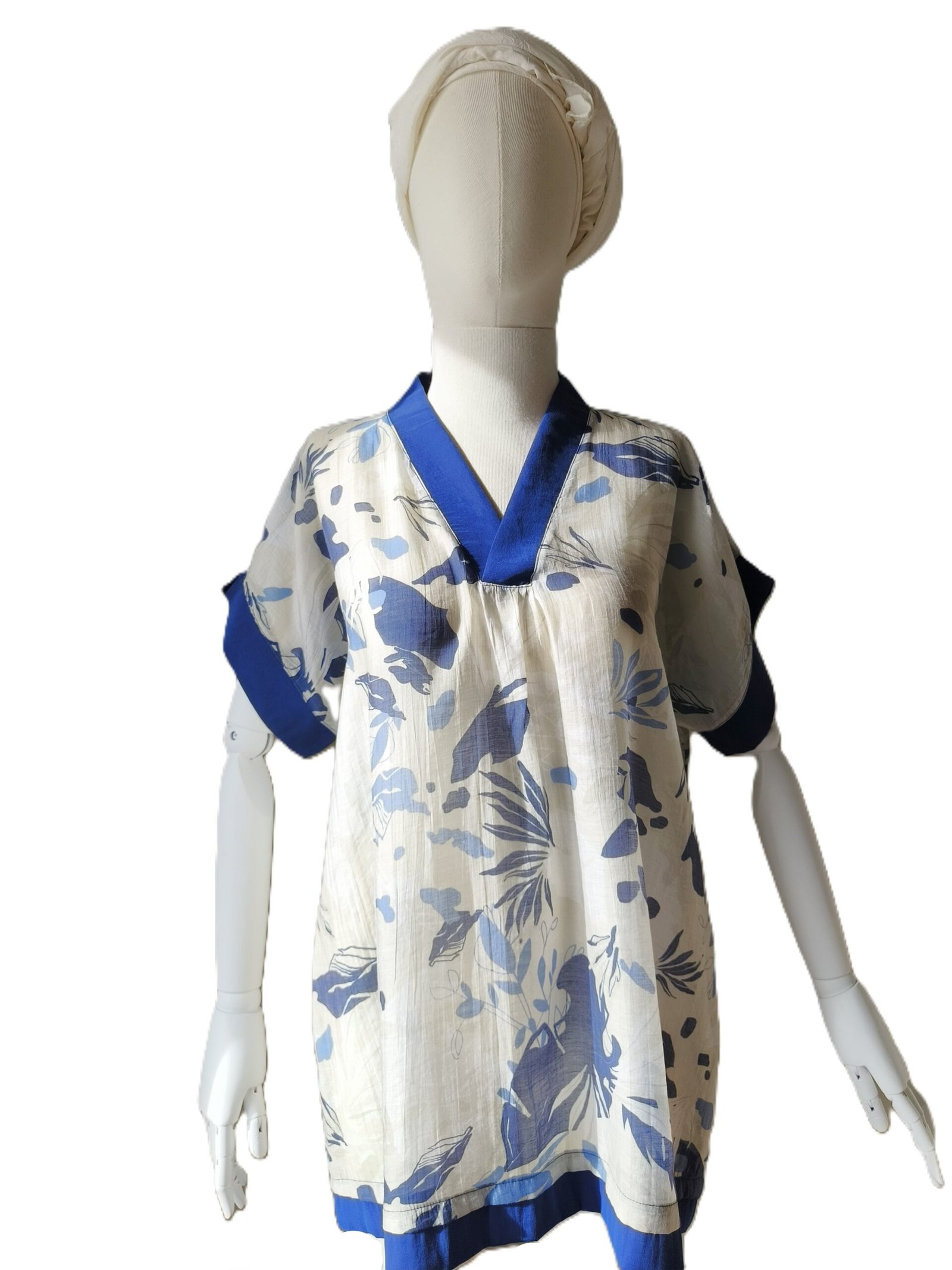 Sulu Boya Desenli Kısa Kollu Yazlık Bluz - Görsel 6