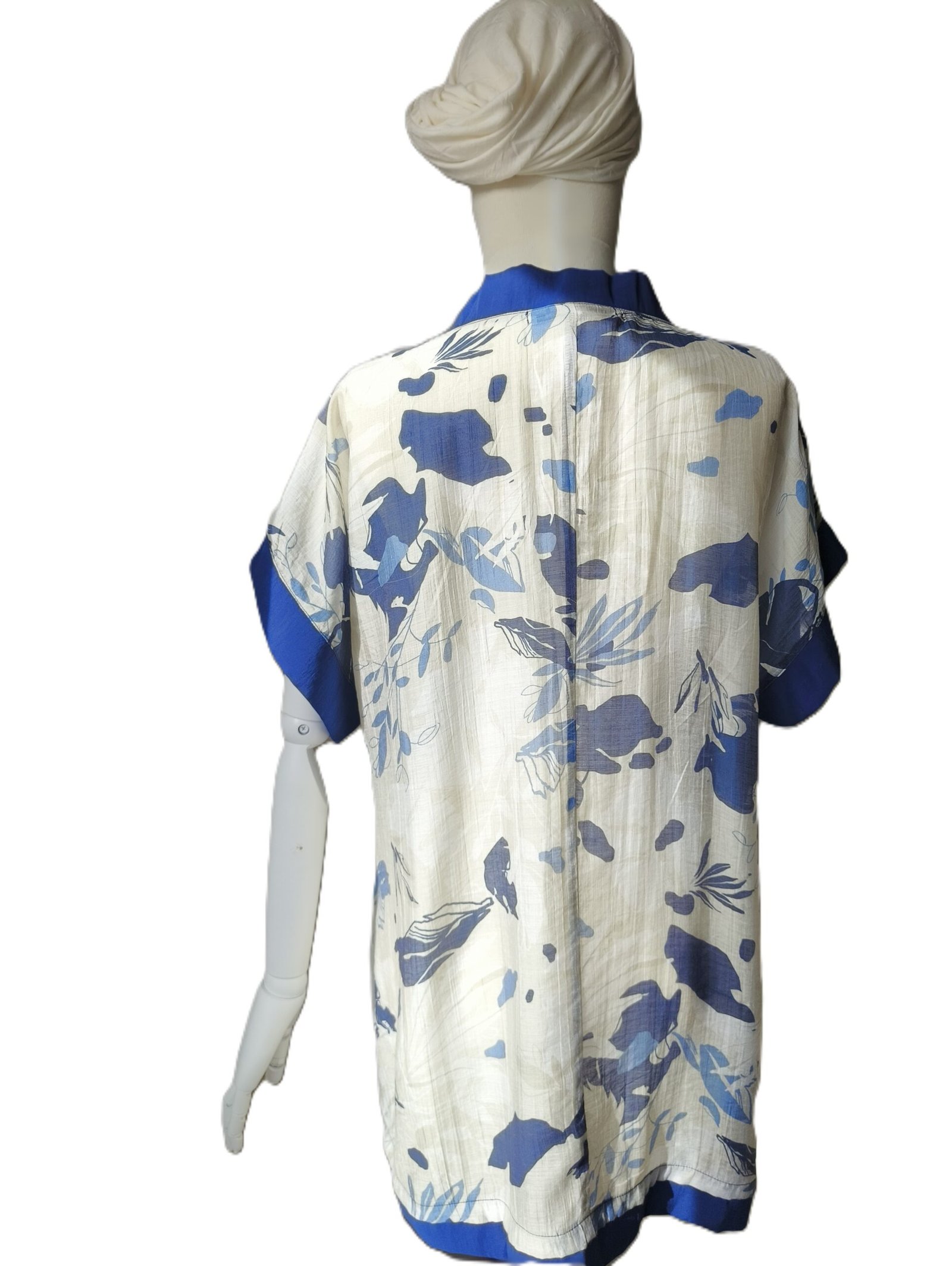 Sulu Boya Desenli Kısa Kollu Yazlık Bluz - Görsel 4