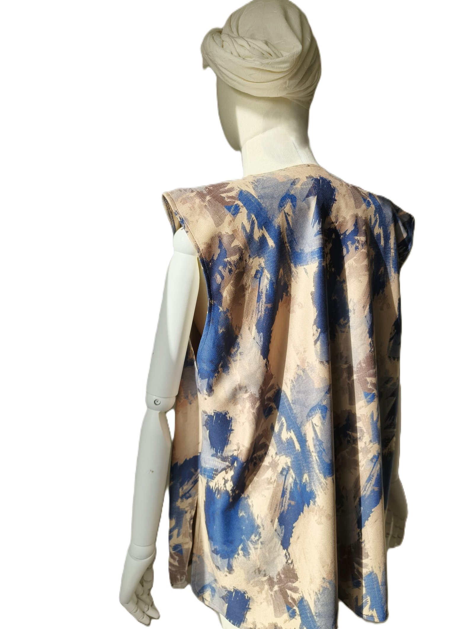 Soyut Desenli Sıfır Kol Yelek Gömlek - Görsel 6