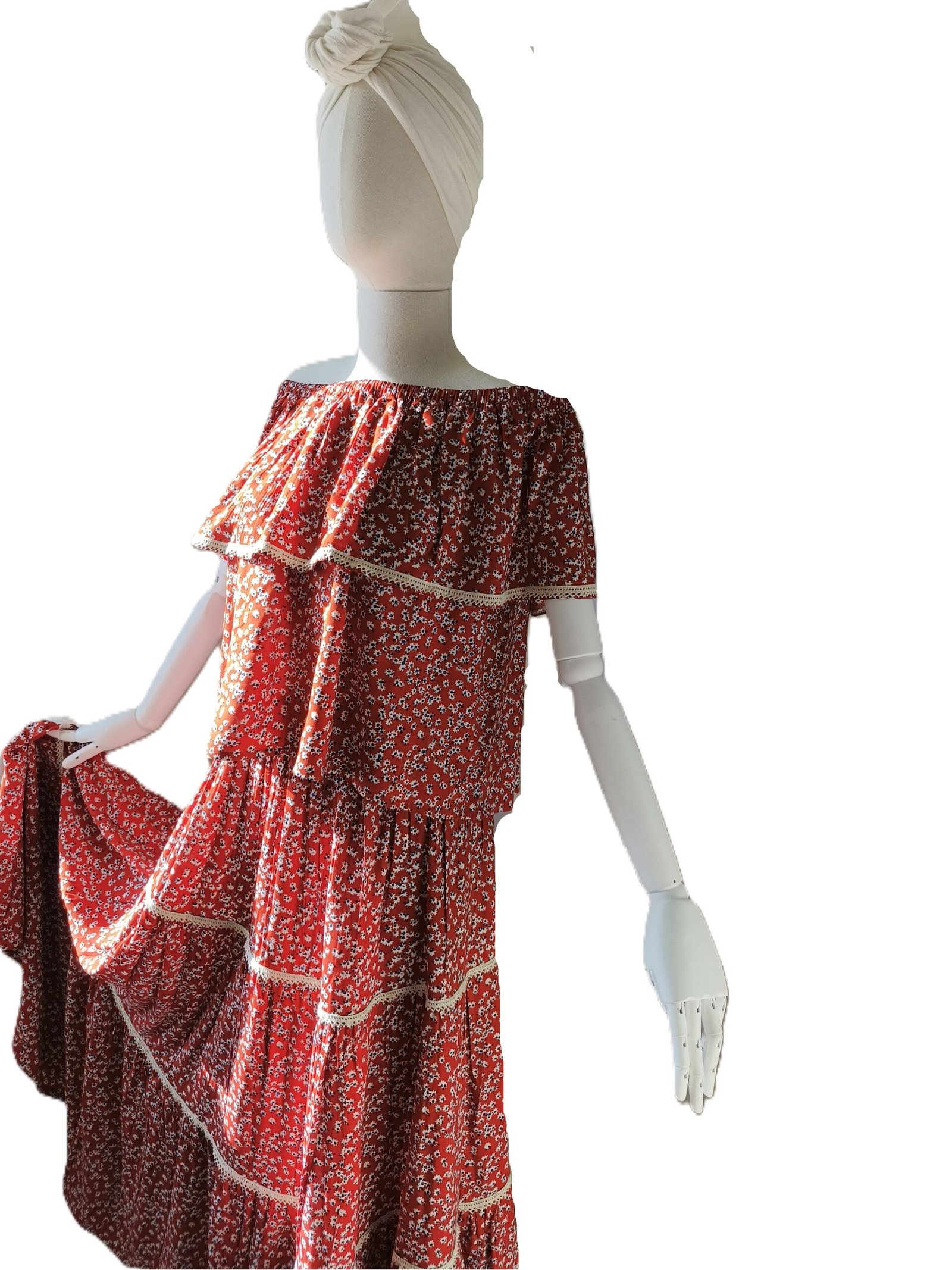 Çiçek Desenli Gipsy Model Etek Bluz İkili Takım - Görsel 3